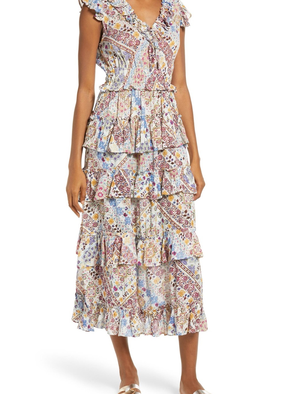 Raga Romina Ruffle Midi Dress in Multi | Size M